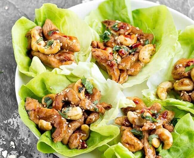Cashew Chicken Lettuce Wraps