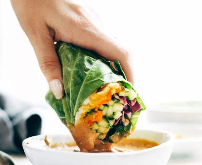Detox Rainbow Roll-Ups With Peanut Sauce
