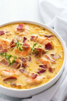 Bacon Shrimp and Corn Chowder - 30 Best Delicious Seafood Soup Recipes To Brighten Your Dinner