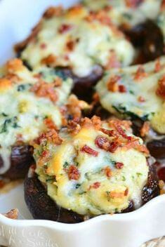 Bacon Spinach and Four Cheese Stuffed Mushrooms - Collection Of 30 Best Delicious Stuffed Mushroom Recipes