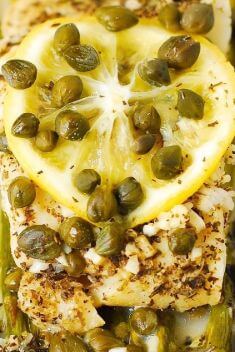 Baked Cod and Asparagus with Garlic Lemon Caper Sauce - Collection Of The Best Delicious Tilapia Recipes