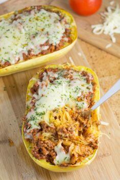 Baked Spaghetti Squash with Tomato Meat Sauce - Collection of The Best Easy And Delicious Vegetable Recipes