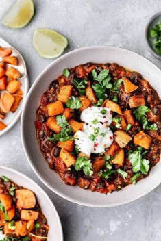 Black Bean Chipotle Chili with Roasted Sweet Potato - Easy And Healthy Black Bean Recipes