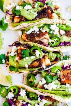 Blackened Cod Fish Tacos with Cilantro Avocado Sauce - Crazy Good Fish Recipes
