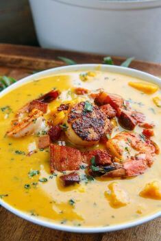 Cajun Sweet Potato Seafood Chowder - 30 Best Delicious Seafood Soup Recipes To Brighten Your Dinner