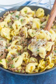 Cheesy Beef Tortellini Skillet - Ground Beef Recipes To Vary Your Meal
