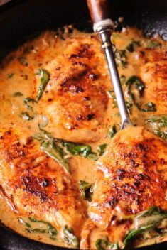 Chicken and Spinach in Creamy Paprika Sauce - Chicken Breast: Easy And Delicious Dishes