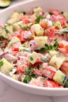 Creamy Cucumber Tomato Salad - Quick and Delicious Tomato Recipes