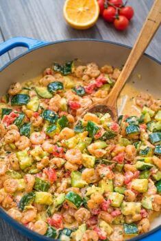 Creamy Shrimp and Zucchini Skillet - 30 Best Zucchini Recipes That You Will Fall In Love
