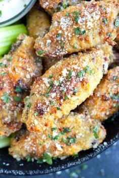 Crispy Baked Parmesan Garlic Chicken Wings - 30 Best Garlic Chicken Recipes That You Never Forget