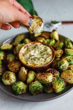 Crispy Brussel Sprouts With Dijon Aioli 2 - 30 Best Easy And Delicious Brussels Sprouts Recipes For Your Meals