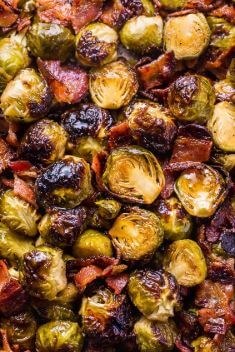 Crispy Honey Mustard Brussels Sprouts with Bacon - 30 Best Easy And Delicious Brussels Sprouts Recipes For Your Meals
