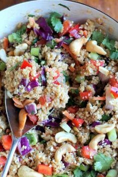 Crunchy Cashew Thai Quinoa Salad with Ginger Peanut Dressing - 30 Easy And Delicious Vegan Salad Recipes