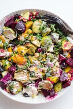 Fall Harvest Salad with Creamy Tahini Maple Dressing - 30 Easy And Delicious Vegan Salad Recipes