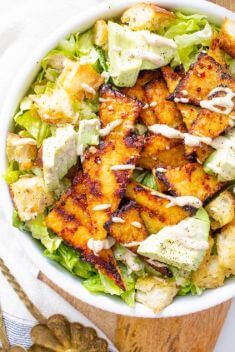 Grilled Tempeh Vegan Caesar Salad - 30 Easy And Delicious Vegan Salad Recipes