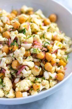 Herby Cauliflower Salad with Chickpeas - Savory Cauliflower Recipes To Light Up Your Meal