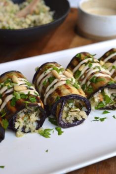 Herby Couscous Stuffed Eggplant Rolls - The Best Delicious Eggplant Recipes