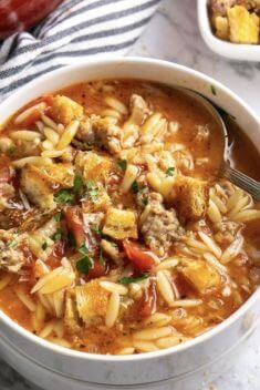 Italian Sausage Orzo Soup - 30 Easy And Delicious Vegetable Soup Recipes