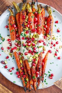 Maple Roasted Carrots in Tahini Sauce with Pomegranate and Pistachios - Roasted Carrot: Easy And Delicious Side Dishes