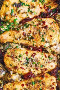 Mediterranean Chicken with Sun Dried Tomatoes Artichokes and Capers - Chicken Breast: Easy And Delicious Dishes
