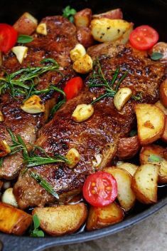 One Pan Seared New York Strip Steak with Garlic Rosemary Butter and Veggies - "Must-Try" Steak Recipes For Your Dinner