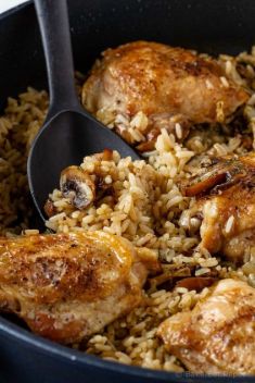 One Pot Mushroom Chicken and Rice - Collection of Best Delicious Rice Recipes