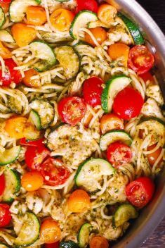 Parmesan Zucchini Tomato Chicken Spaghetti - Quick and Delicious Tomato Recipes