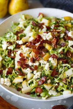 Pear Bacon and Brussels Sprout Salad - 30 Best Easy And Delicious Brussels Sprouts Recipes For Your Meals