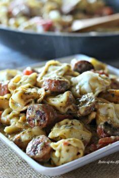 Pesto Alfredo Tortellini with Smoked Sausage - 30 Best Delicious Sausage Recipe That You Will Fall In Love