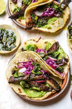 Portobello Tacos with Charred Scallion Salsa Verde - Best Easy And Delicious Taco Recipes For Your Meal