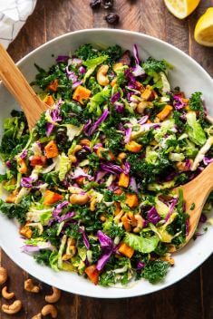 Rainbow Veggie Salad with Lemon Vinaigrette - 30 Easy And Delicious Vegan Salad Recipes