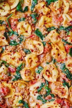 Sausage Tortellini With Spinach Tomatoes And Mozzarella Cheese Sauce - 30 Best Delicious Sausage Recipe That You Will Fall In Love