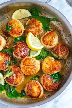 Seared Scallops with Garlic Basil Butter - Best Scallop Dishes Recipes You Should Try