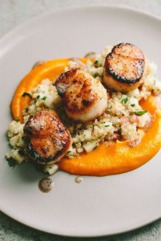 Seared Scallops with Quinoa and Apple Salad Butternut Squash Puree - Best Scallop Dishes Recipes You Should Try