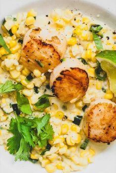 Seared Scallops with Sweet Corn and Chiles - Best Scallop Dishes Recipes You Should Try