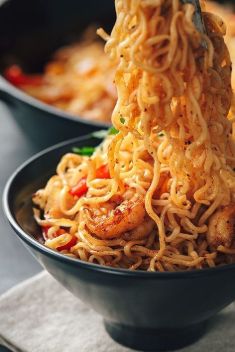 Sizzling Shrimp Fajita Stir Fry with an Asian Fusion Sauce - Collection Of The Best Quick And Delicious Noodle Recipes