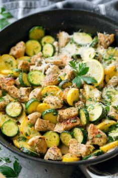 Skillet Lemon Parmesan Chicken Zucchini Squash - 30 Best Zucchini Recipes That You Will Fall In Love