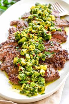 Skirt Steak with Avocado Chimichurri - "Must-Try" Steak Recipes For Your Dinner