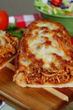 Spaghetti Stuffed Garlic Bread - Crazy Good Spaghetti Recipes