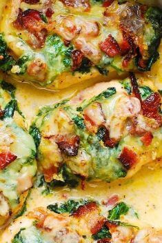 Sun Dried Tomato Spinach and Bacon Baked Chicken Breasts - Chicken Breast: Easy And Delicious Dishes