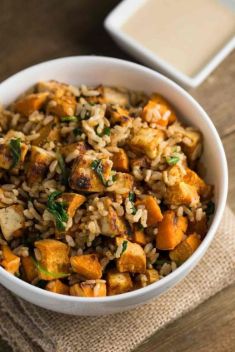 Tofu Sweet Potato Bowl with Tahini Sauce - 30 Of The Best Easy And Delicious Tofu Recipes To Vary Your Daily Meal