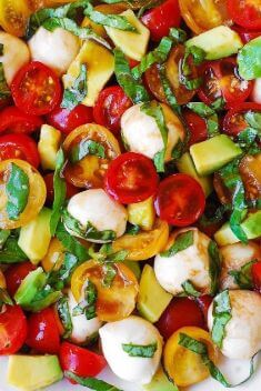 Tomato Basil Avocado Mozzarella Salad with Balsamic Dressing - Quick and Delicious Tomato Recipes