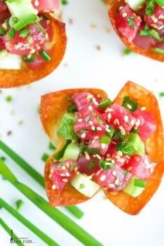 Tuna Tartare in Crispy Wonton Cups - 30 Of The Best Tuna Recipes That You Should Save On Hand