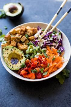 Vegan Spring Roll Bowls with Crispy Tofu - 30 Of The Best Easy And Delicious Tofu Recipes To Vary Your Daily Meal